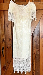 Vintage Cachet Bari Protas Größe 10 Elfenbein Spitzenkleid Kleid Exquisit! USA - Bild 1 von 18