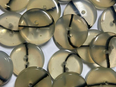 Vintage 80's Italian Thick/Chunky Poly Button Clear/Black 18mm 23mm 28mm 2hole  - Image 1 of 3