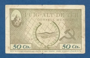 CONSELL MUNICIPAL DE PUIG-ALT DE TER - 50 CENTIMOS SIN FECHA - MBC- - 2ª EMISION - Imagen 1 de 2