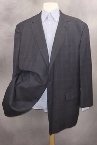 52L Hart Schaffner Marx Sport Coat Men's Blue 4-SEASON Wool 2 Btn Jacket (READ) - Picture 1 of 10