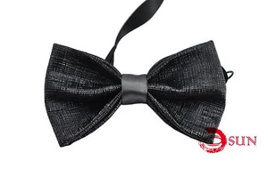 New Men Black Fashion Classical PVC Solid Shining Leather Bow Tie Wedding Party - Picture 1 of 5