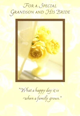Congratulations Wedding Grandson Bride Yellow Flowers Hallmark Greeting Card