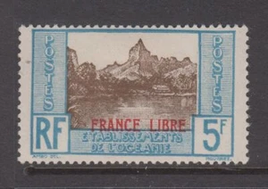 Oceanic Settlements - 5f Papetoia Bay  Optd France Libre (MLH) 1941 (CV $13) - Picture 1 of 1