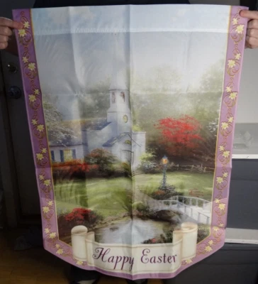 Thomas Kinkade дом двор флаг "Happy Easter" весеннее наследие коллекции - Изображение 1 из 4