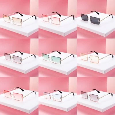 Rimless Shades Square Sunglasses Fashion Sunglasses Rectangle Sun Glasses - image 1 of 4