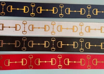 Lámina dorada agita azul marino rojo negro blanco cinta de grosgrain 7/8" caballo ecuestre Foto 1 de 4