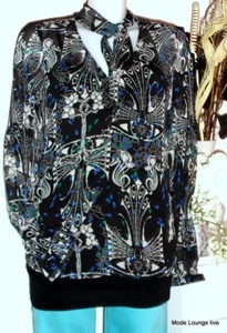 NTS not the same Shirt BLUSE schwarz grün blau COTTON - NEU - Picture 1 of 3