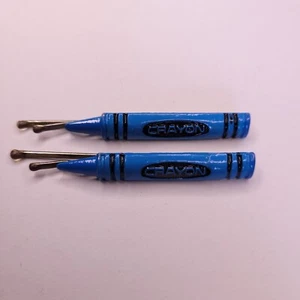 Conjunto de pasadores de pelo de crayón azul crayón años 70 80 niñas muñecas escuela EE. UU. - Imagen 1 de 3