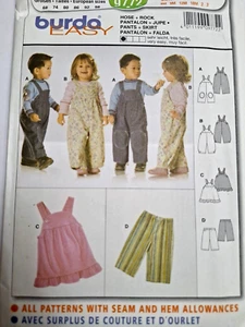 Bib Overalls Bibs Dress Pants Girls 6M 9M 12M 18M 2 3 Burda 9772 Sewing Pattern - Picture 1 of 6