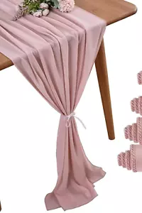 LOT Of 2 - 10ft Dusty Rose Chiffon Table Runner 27x120 Inches Long Wedding ROSE - Picture 1 of 6