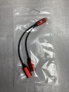 Dual Headphone Adapter for iPhone Splitter Audio and Charge Red - Picture 1 of 3