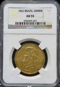 1862 Brazil 2000 REIS NGC AU-55 - Picture 1 of 2