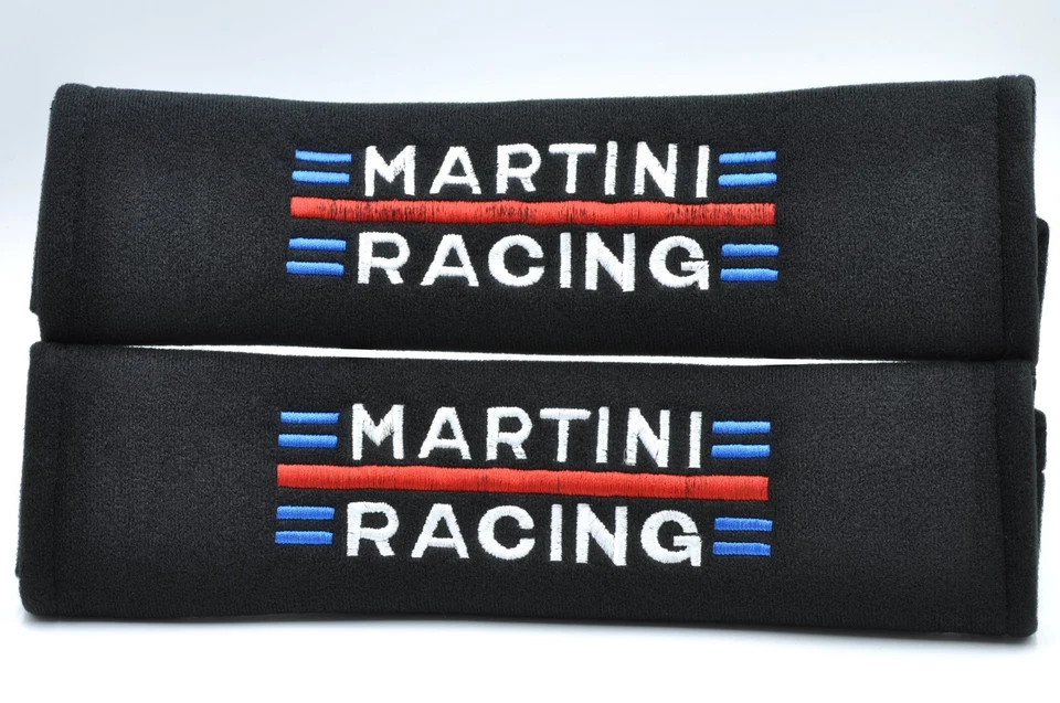 2 pcs (1 PAIR) Martini Racing Embroidery Seat Belt Cover Pads (Black pads) - Image 1 of 1