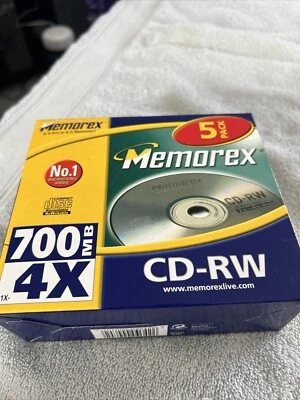 Rewritable CDs 5 Pack -Brand New Memorex CD-RW 700mb - Free Postage - Image 1 of 2