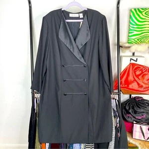 Vintage 90’s Chaus Neo Black Crepe Social Tuxedo Dress - Picture 1 of 7