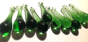 Raindrop Glass Crystals 50MM Green - 10 PCS (P124) - Picture 1 of 5