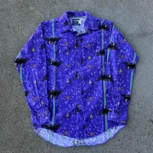Vintage 80s Wrangler Cowboy Cut Button Down Size 16-35 Made in USA Aztec Western - Picture 1 of 5