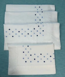 Set Of 4 DEA Egyptian Cotton White Polka Dots Embroidery Pillow Sham Italy - Picture 1 of 10