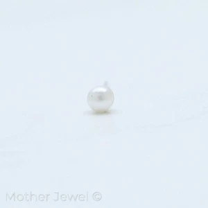 REAL SOLID 925 STERLING SILVER FAUX PEARL BALL BENDABLE STRAIGHT PIN NOSE STUD - Picture 1 of 3