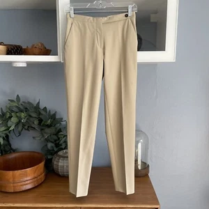 Prada Beige Classic Pants Trouser Slim Straight Ankle Extended Tab Size 38 - Picture 1 of 7