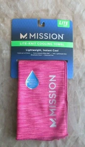 Mission Lite-Knit Cooling Towel Pink Size 10" x 33" Instant Cool When Wet Reuse - Picture 1 of 4