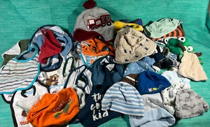 Newborn Baby Infant Beanie Hats/ Bibs And Sock Lot Of 47 Items Total B1 - Picture 1 of 18