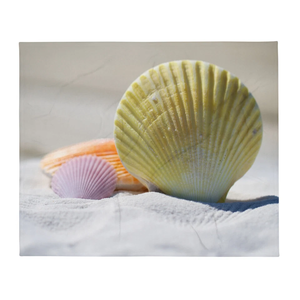 Seashell Beach House Decor Throw Blanket Nautical Coastal - Image 1 of 1
