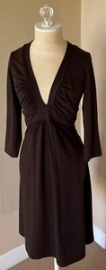 Vestido ajustado acampanado tejido jersey mate en V acanalado Susana Monaco L 8 marrón - Imagen 1 de 8