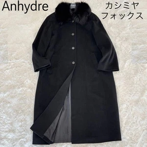 100% Cashmere Chester Coat Black FUR COAT Size11 FROM JAPAN WOMEN - Picture 1 of 24