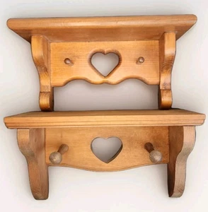Vintage Wooden Heart Cutout Shelves – Set of 2 - Picture 1 of 9