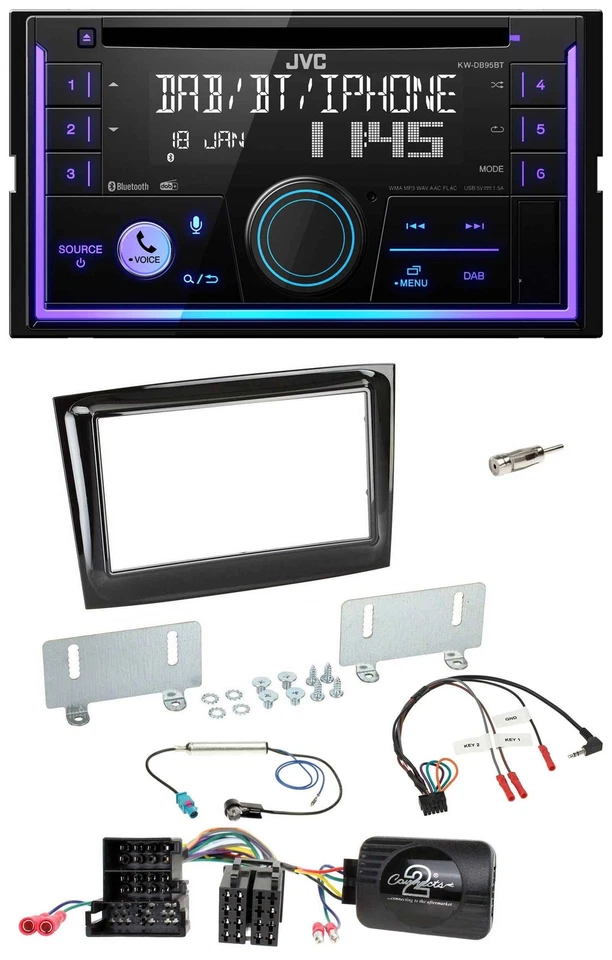 JVC Lenkrad USB 2DIN DAB Bluetooth CD Autoradio für Fiat Doblo ab 15 Mini-ISO pi - Bild 1 von 4
