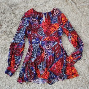 Mameluco Free People Audrey manga larga cuello en V multicolor para mujer talla 10 - Imagen 1 de 15