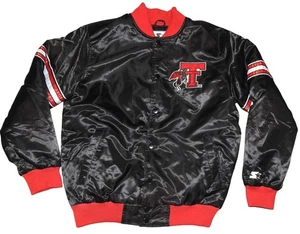 Texas Tech Red Raiders Starter Black Satin Bomber Jacket Men's Large - Bild 1 von 10