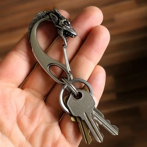 Edelstahl Karabiner mit Drachenkopf – Hosenkette Schlüsselanhänger Biker Gothic - Bild 1 von 7
