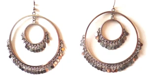 Vintage Large Silver Tone Pierced Double Hoop Earrings - Picture 1 of 3