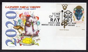 2020 LUNAR NEW YEAR of the RAT (5428) PL# Single - PANDA Pictorial FDC TC966 - Bild 1 von 1