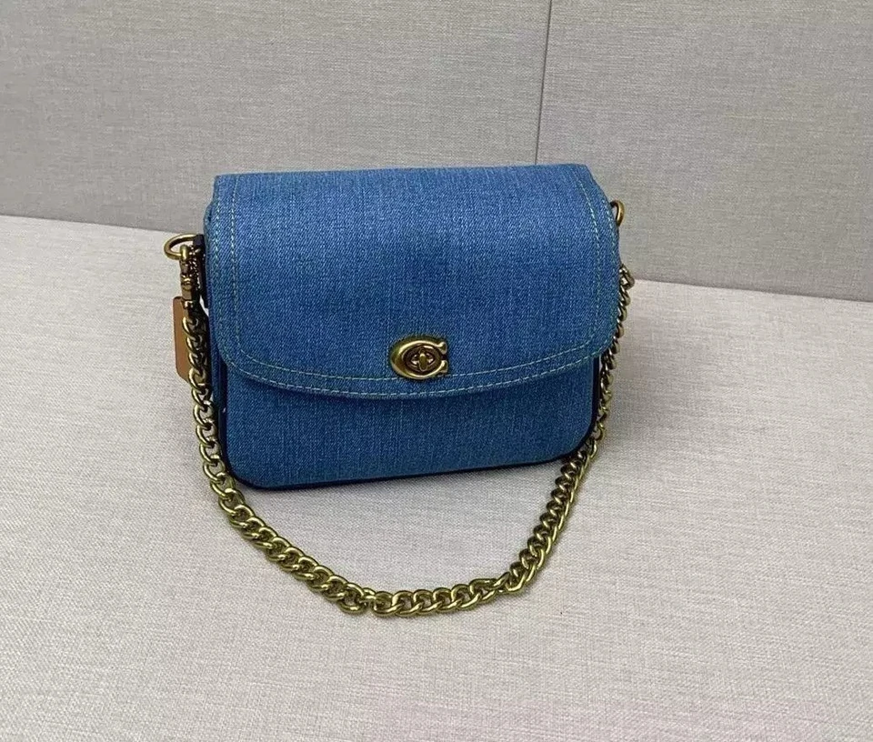 Coach CR662 Cathy 19 Shoulder Bag Crossbody Canvas Denim Blue Outlet