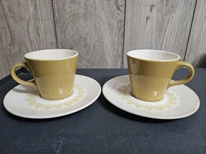 SHEFFIELD "Serenata" medaglioni giallo/oro SET TAZZE E PIATTINI, 2 SET, VINTAGE - Foto 1 di 13