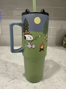 SNOOPY Scouts 32oz Stainless Steel Tumbler Cup Mug Slide Lid & Straw Camping - Picture 1 of 5