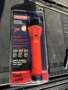Rare Sears Craftsman Neon Orange Tool light 93105 3d Cell Flashlight Nos - Picture 1 of 11