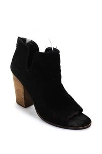 DV8 Dolce Vita Womens Suede Perforated Peep Toe Glove Ankle Boots Black Size 8US - Picture 1 of 5