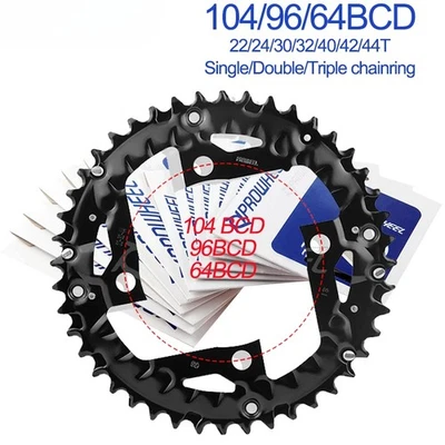 Mountain Bike Crank Chainring 64/96/104BCD 8/9/10/11S Round Chainwheel 22T-44T - Image 1 of 4
