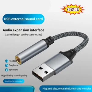 USB To 3.5mm Mic/Headphone Jack Stereo Headset Audio Adapter Sound Card New - Picture 1 of 16