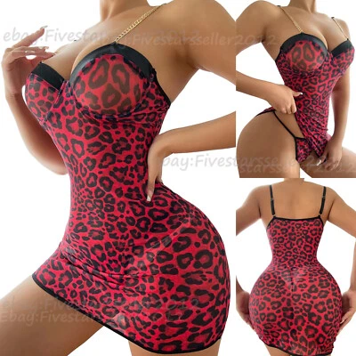 Lencería sexy para mujer Prendas para dormir Babydoll Ropa interior Vestido de encaje Tanga Prendas para dormir Foto 1 de 2