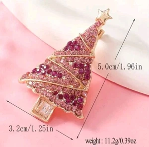 Christmas Tree brooch pin Pink Fashion Jewelry FAST Free Ship 2 Inch - Picture 1 of 1