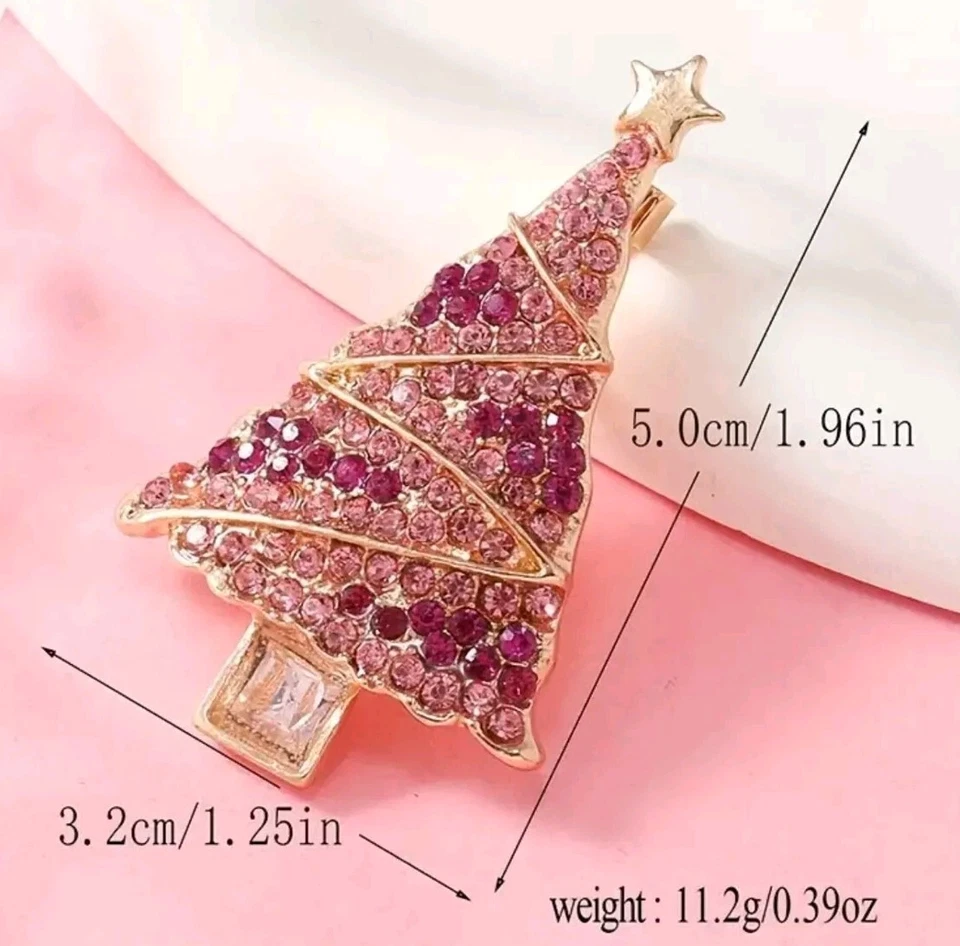 Broche prendedor árbol de Navidad rosa joyería de moda NUEVO envío gratuito 2 pulgadas Foto 1 de 1
