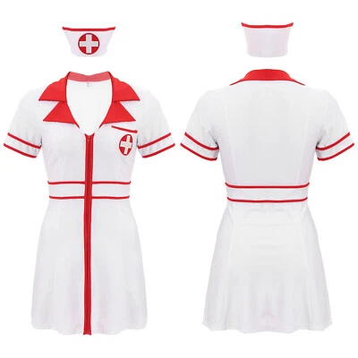 Womens Nurse Costume Cross Patch Outfit Dress-up Set Carnivals Dress Nightclub - Image 1 of 3