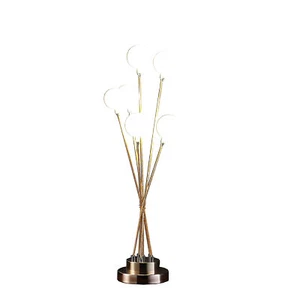 28" Yellow Gold Six Light Globe Desk or Table Lamp - Picture 1 of 6