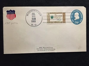 1960 WASHINGTON, D.C. US POSTAL COVER WITH SCOTTS# 1140 AND U541 EMBOSSED STAMP! - Picture 1 of 8