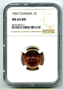1967 CANADA CENT NGC MS65 RD DOVE CENTENNIAL 1867-1967 UNCIRCULATED PENNY - Picture 1 of 2